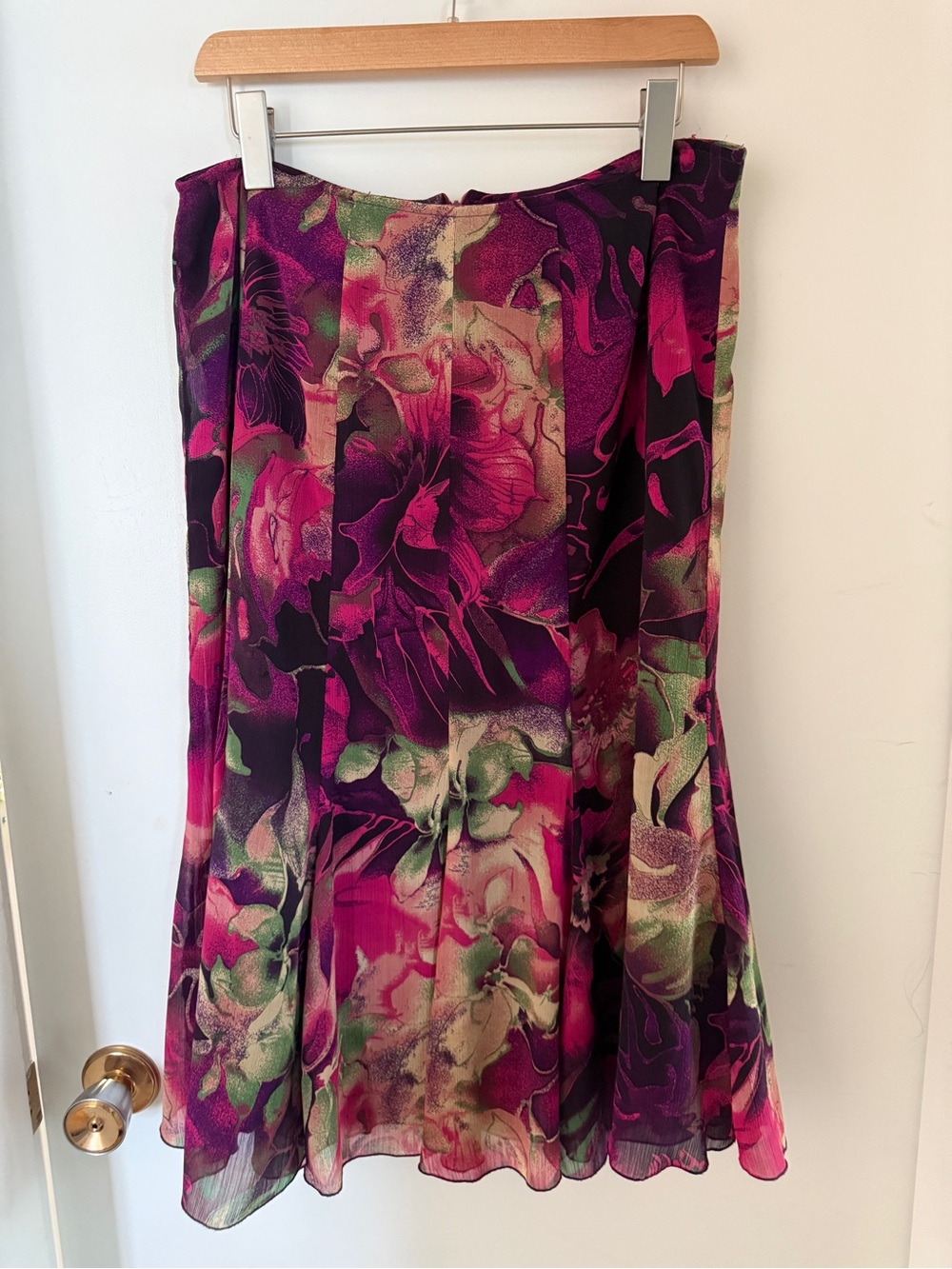 Melanie Lyne Vintage Floral Midi Skirt Size 8 Made Canada Purple Pink Flowy